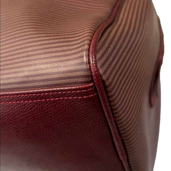 Yves Saint Laurent Burgundy Textured Satchel Boston Bag with Gold Hardware - Picture 11 of 14